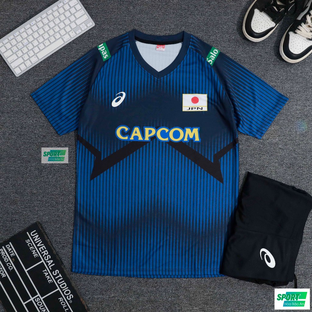 พิมพ์ชื่อ - Japan Team Volleyball Clothing VNL 2025 CAPCOM 4 สี - ผ้างายืดเท่ๆ เสื้อ Asics ใหม่