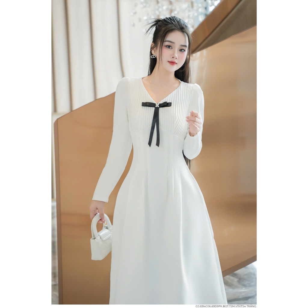 ชุดเดรสดีไซน์เนอร์ระดับไฮเอนด์สีแดงแขนยาวหรูหรา [รูปถ่ายจริง] The Shilla-CG.E84C06.69D9PK