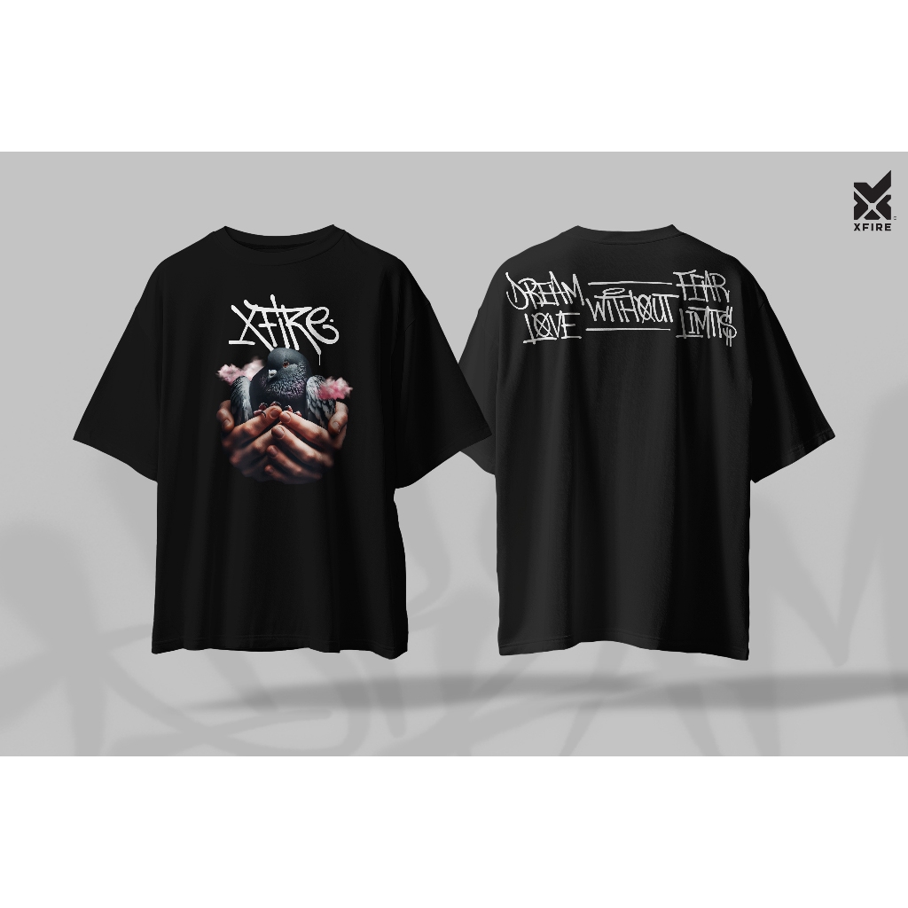 XFIRE OVERSIZED DOWF LOWF เสื้อยืดสีดําและสีขาว