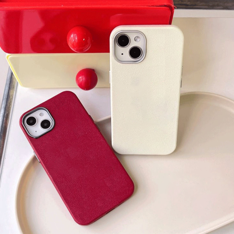 Smooth White Silver Camera Edge Leather Case for iphone x/xs/xsm 11/12/13/14/15/16 pro plus promax-S