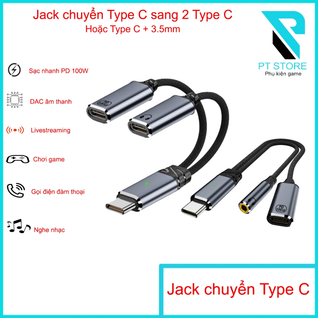 Jack แปลงจาก Type C เป็น Type C + Type C หรือ Type C + 3.5mm - Audio DAC - Livestream - Gaming