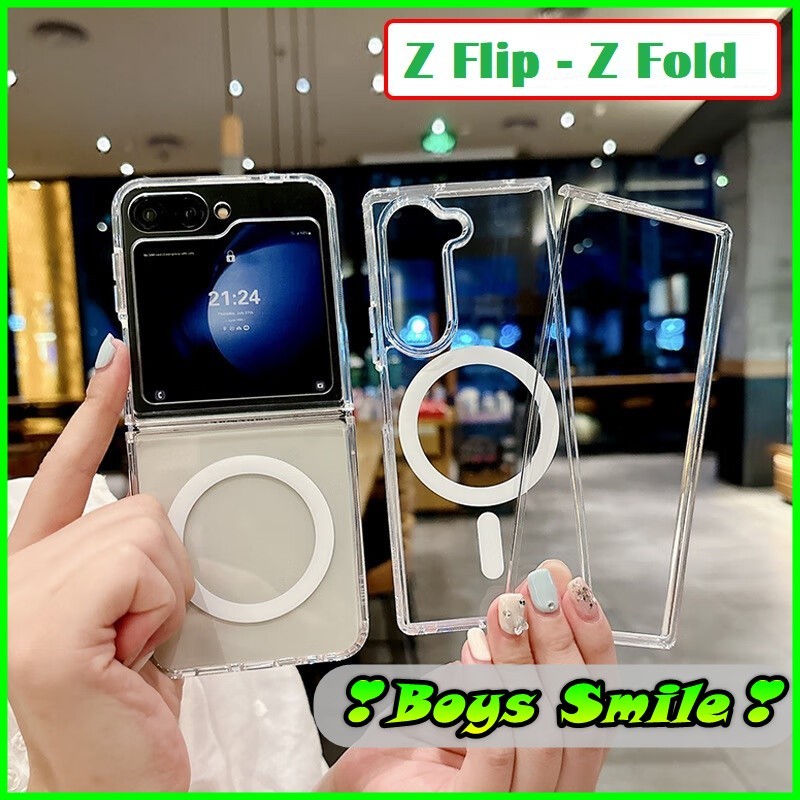 Samsung Z Fold 3 Z Fold 4 Z Fold 5 Z Fold 6 Z Flip 3 Z Flip 4 Z Flip 5 Z Flip 6 เคสชาร์จแม่เหล็กโปร่