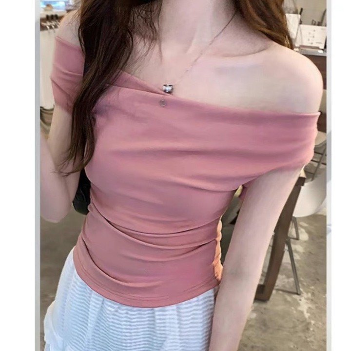 เสื้อเบลาส์เปิดไหล่สําหรับผู้หญิงเสื้อสไตล์เลดี้หรูหรา แม่8559