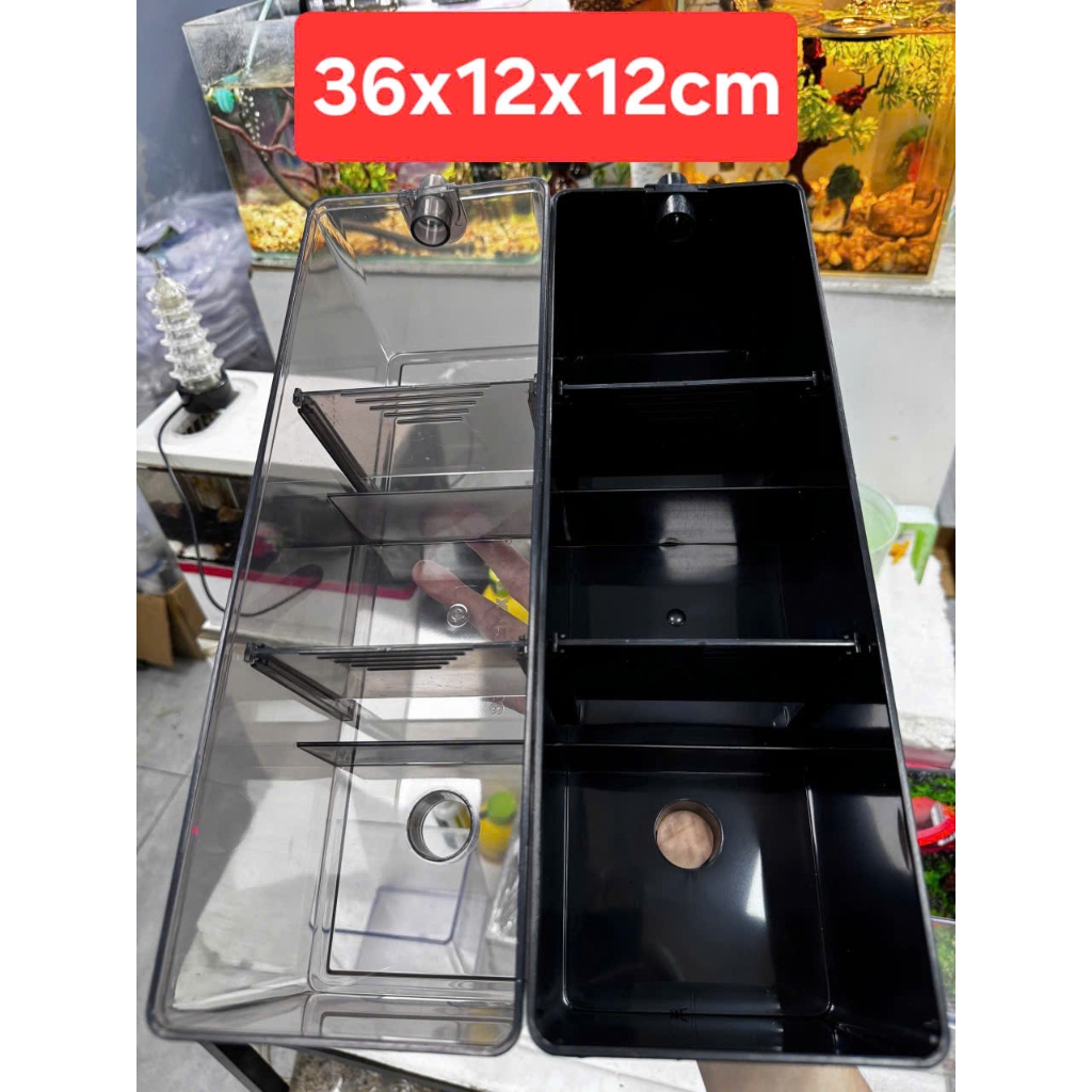 กรองน้ําล้นตู้ปลา พลาสติกกรองตู้ปลา ขนาด 36x12x12ซม ทนทานและสวยงาม