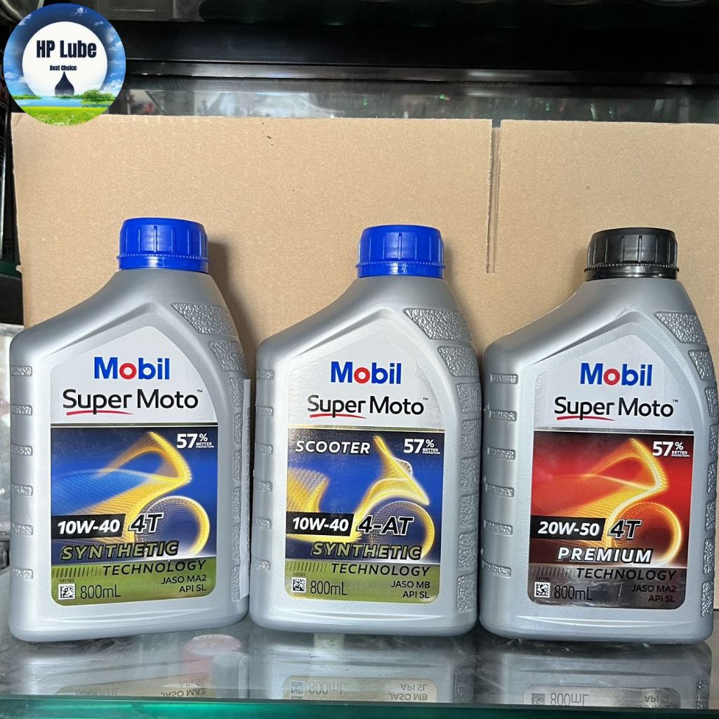 Mobil Oil 10w40, 20w50 0.8L/1L สําหรับยานพาหนะและสกู๊ตเตอร์แบบแมนนวลของแท้นําเข้าจากสิงคโปร์
