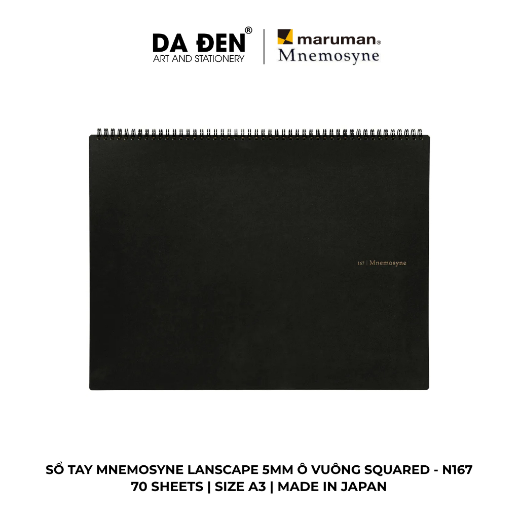 [ผิวสีดํา - DISTRICT 3] Maruman Mnemosyne Lanscape Notebook 5MM Squared - Size A3