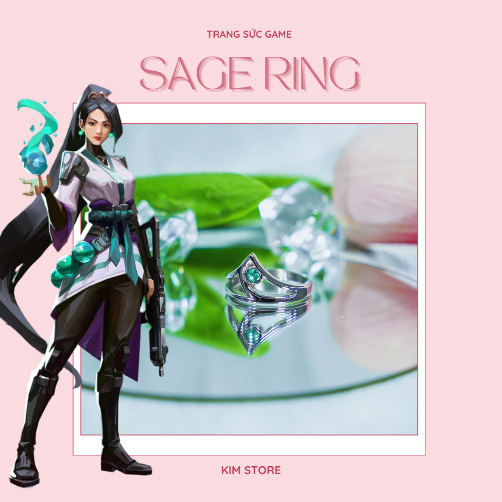 Valorant Sage Ring - แหวน Sage - วัสดุไทเทเนียมป้องกันสนิมคุณภาพสูง - เครื่องประดับเกม