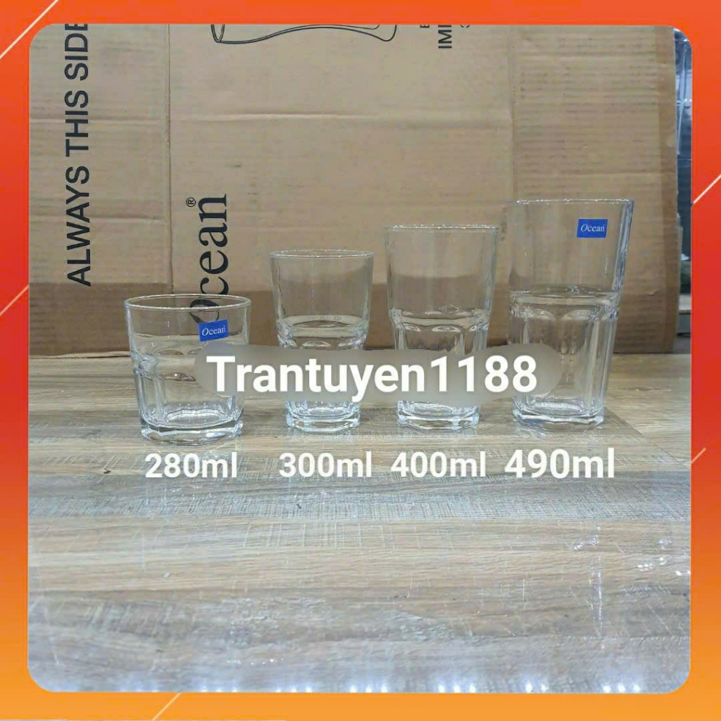 กาแฟชามะนาวถ้วยแก้ว UG407 UG390 Ocean centra Long เครื่องดื่ม 150ml 280ml 300ml 400ml 495ml ชุด 6 ชิ