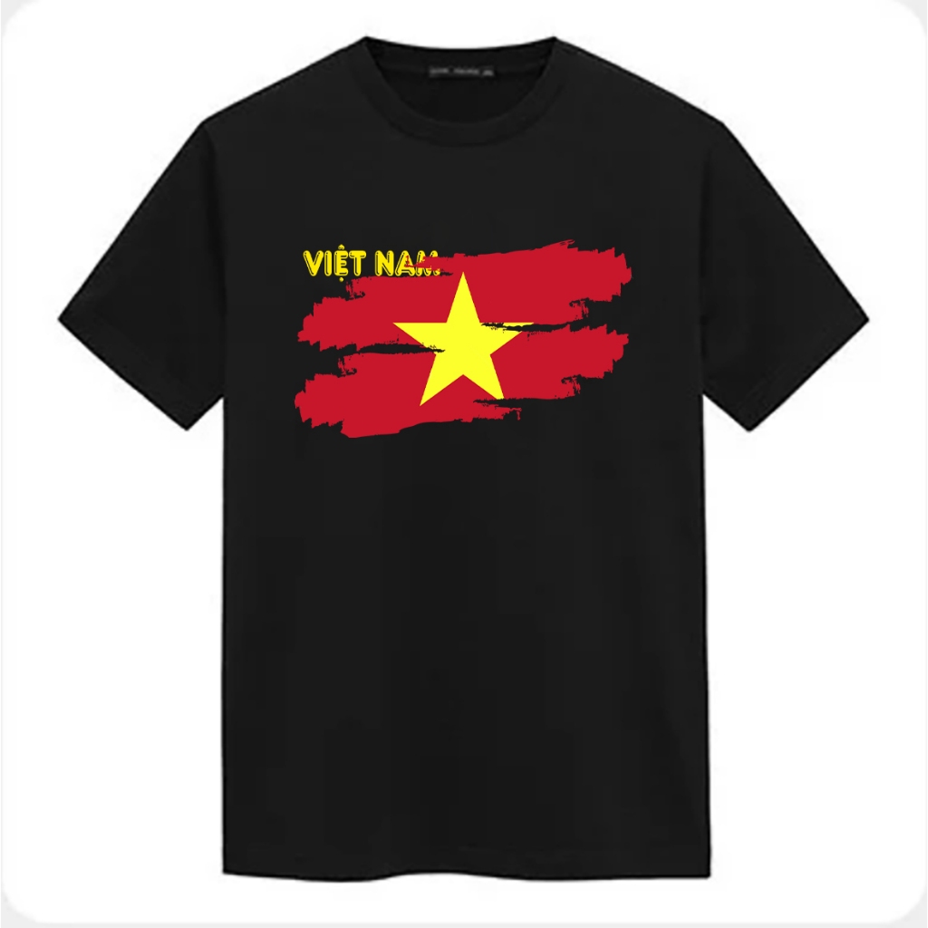 ANDROMEDA Vietnam Red Flag Yellow Star เสื้อยืดสีดําแขนสั้นคอกลม Hot treand