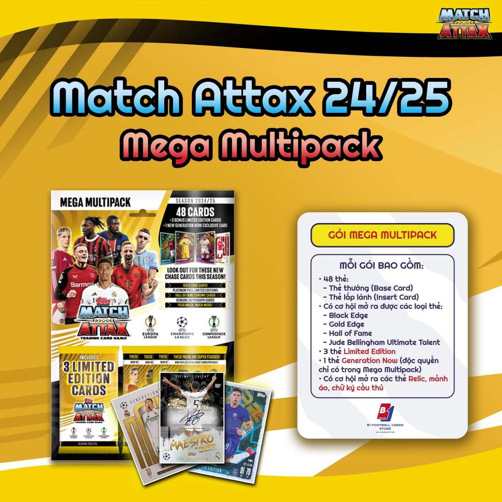 Mega Multipack - Topps Match Attax 24/25 - Champion League, การ์ดนักฟุตบอล Europa League