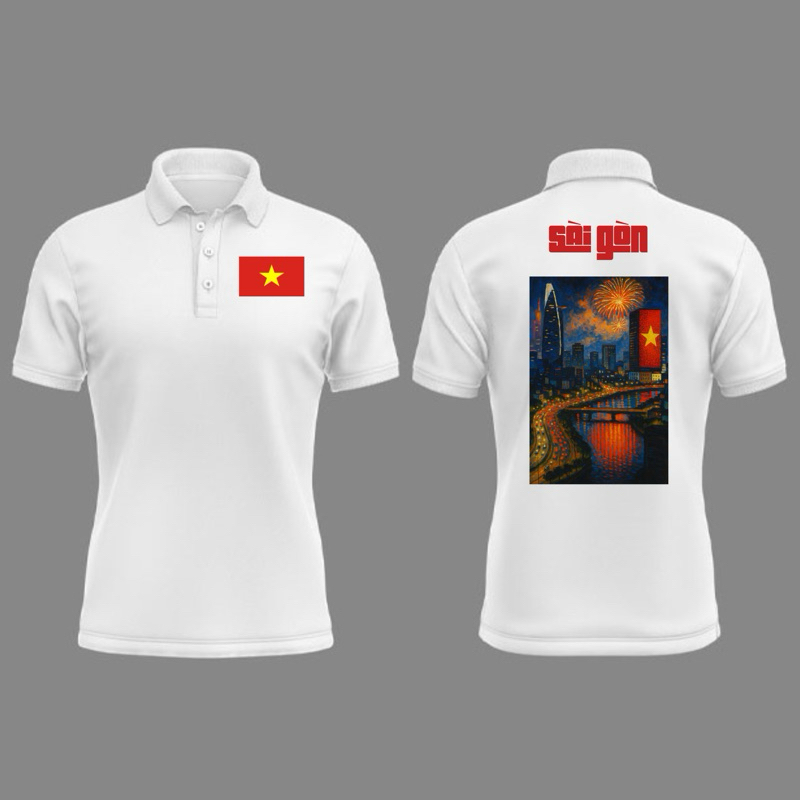 VIETNAM FLAG SHIRT AND PICTURES - POLY CROCODILE - VIETNAMESE UNIFORM