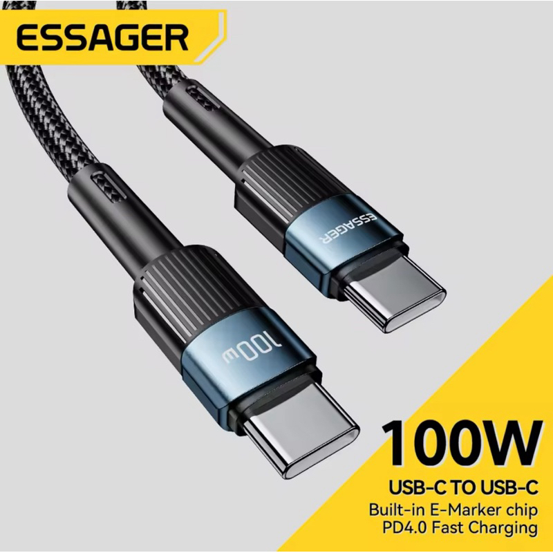 ( Essager 60W/100W) 60W/100W Essager Type-C to Type-C สายชาร์จเร็ว