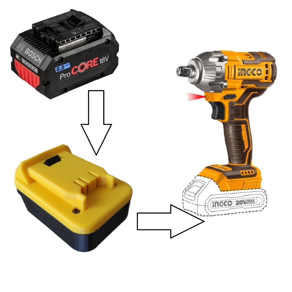 อะแดปเตอร์แบตเตอรี่ BOSCH 18v สําหรับ INGCO TOTAL 20v (ไม่รวมเครื่องและแบตเตอรี่)