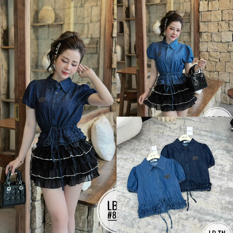 VLTN เสื้อยีนส์แต่งระบายที่เอว 81638