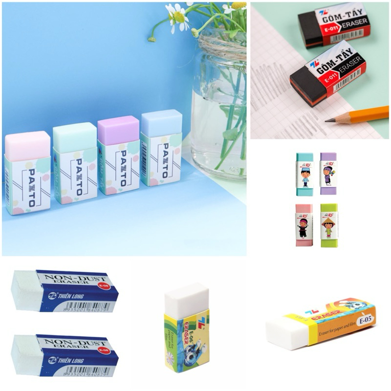 (ชุด 2c) ยางลบและยางลบ Thien Long Pencil E05, E06, E08, E09, E010, E011, E015
