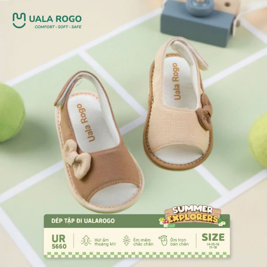 อูลาโรโก รองเท้าแตะสําหรับเด็กชายและเด็กหญิงหัดเดินพื้นยางกันลื่นสายรัดกาว 5660
