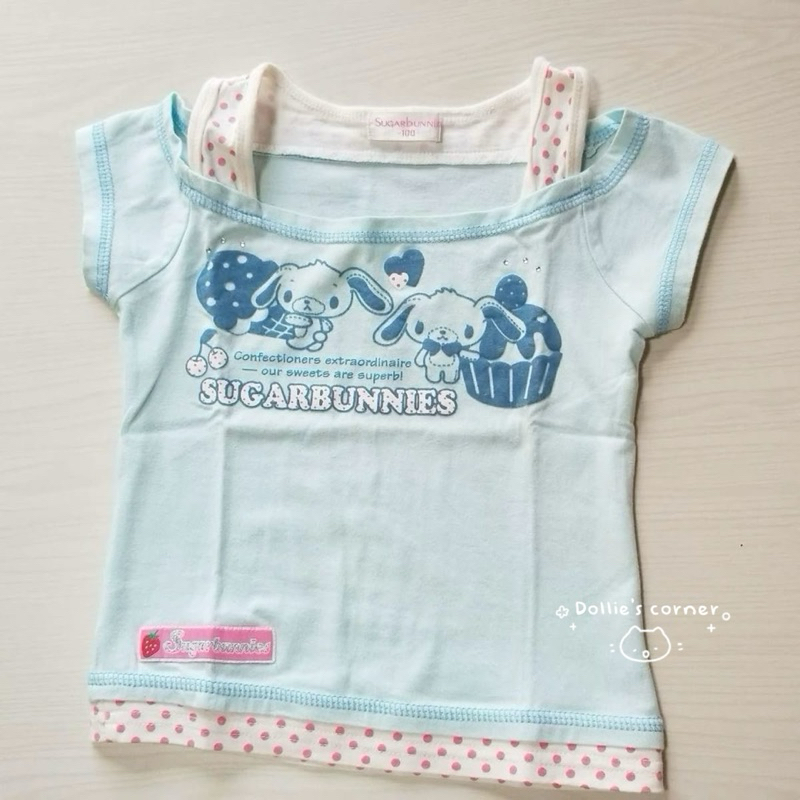 -sᴜʀᴀʀᴜɴɪᴇs ᴛᴏɴɪᴇs - | 2000s kawaii ฤดูร้อน babytee เสื้อสองชั้นพิมพ์ด้วย sugarbunnies ลายจุดน่ารักวินเทจผู้หญิง ~