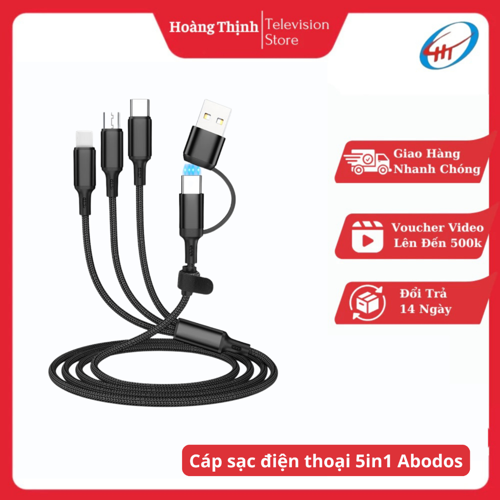 สายชาร์จโทรศัพท์ Abodos 5in1 120W AS – DS357 – 5 in 1