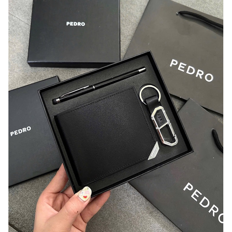 [ครบกล่อง]PEDRO MENS WALLET SET WITH PEN โลโก้คมชัดสุดๆ