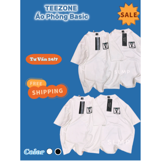 TEEZONE-Basic T-Shirt/QC LV T-Shirt WITH FAKE BAG/เสื้อยืดผู้ชายและผู้หญิง