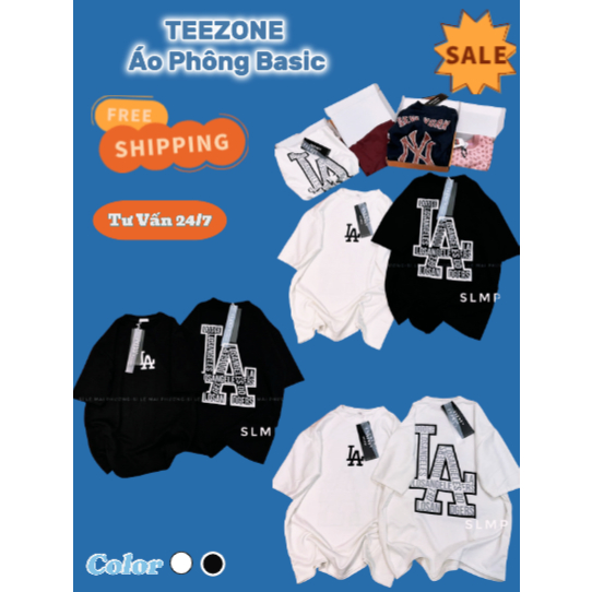 TEEZONE-เสื้อยืดพื้นฐาน/ เสื้อยืดผู้ชายและผู้หญิง/ เสื้อยืด QC LV/ แบบกางเกงปกปิด