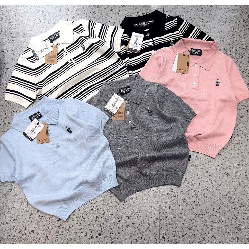 Callene เสื้อโปโลถักคุณภาพสูงแฟชั่นปักลายหลากสี (L2701)