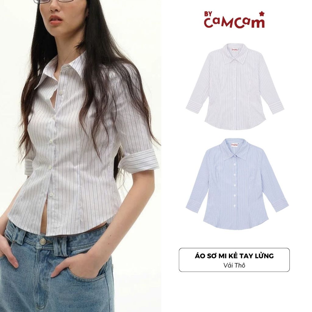 เสื้อเชิ้ตแขนสั้น Bycamcamcam สไตล์เกาหลีสไตล์สตรีทสําหรับผู้หญิง AML023