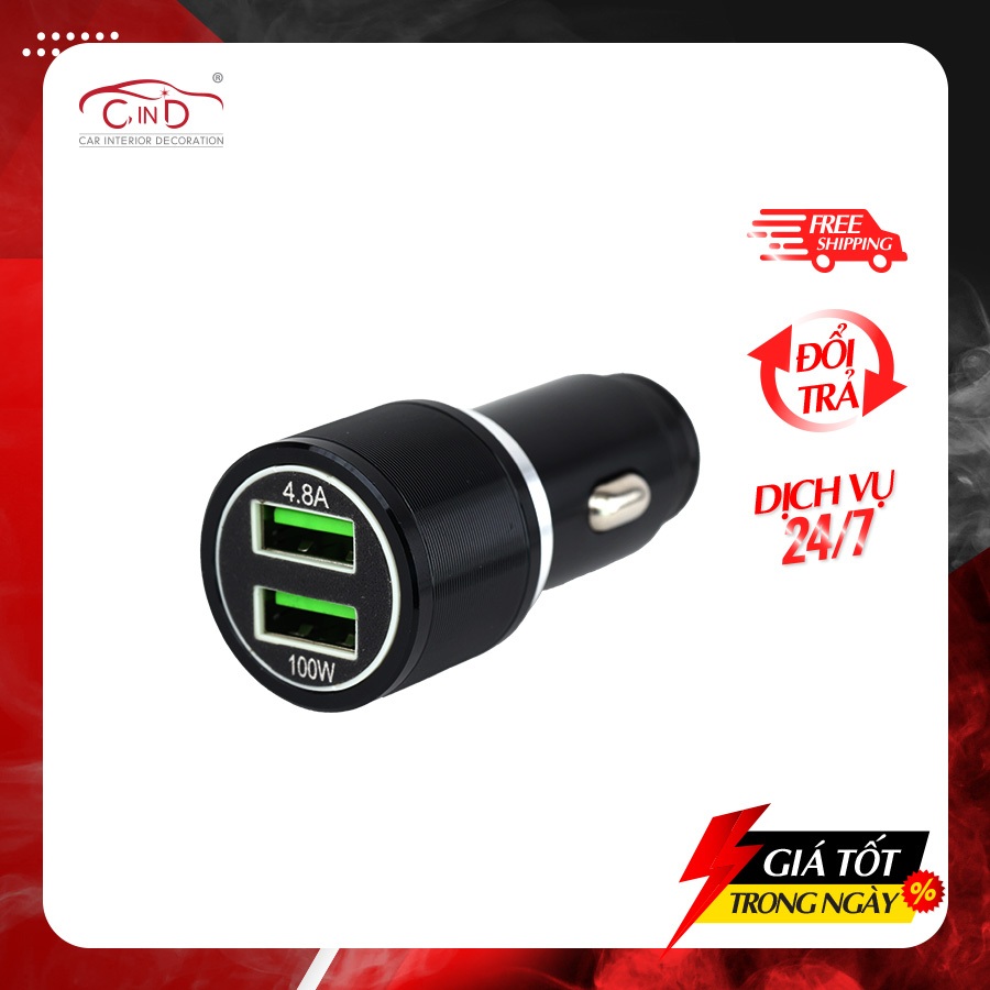 Car Fast Charger 2 พอร์ต USB 100W 4.8A CIND SDN-Q1