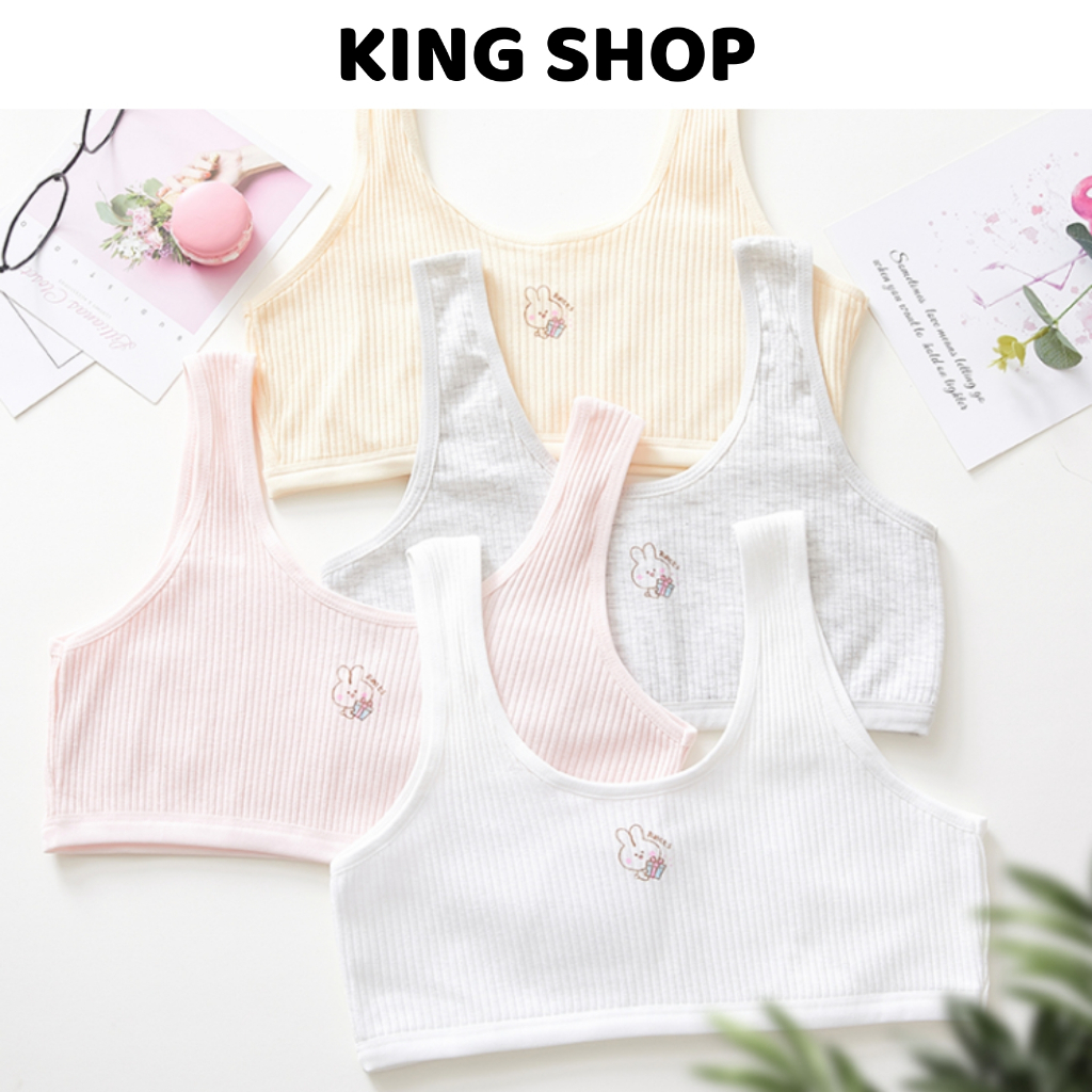 ชุดยกทรง 3 ชิ้นสําหรับเด็กผู้หญิงผ้าฝ้ายซี่โครงเสื้อใบนุ่มและแบบไดนามิก King Shop A-8574