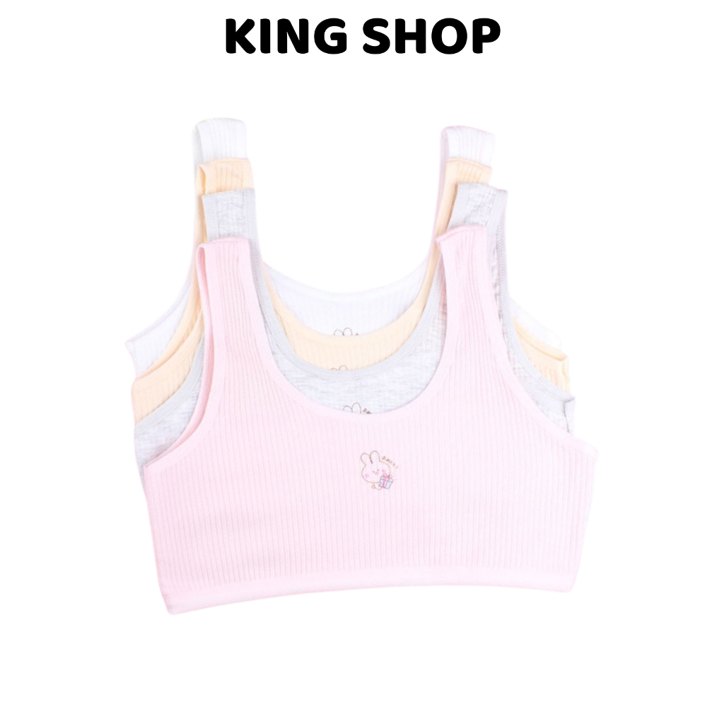 ชุดยกทรง 4 ชิ้นสําหรับเด็กผู้หญิงผ้าฝ้ายซี่โครงเสื้อใบนุ่มและแบบไดนามิก King Shop A-8574