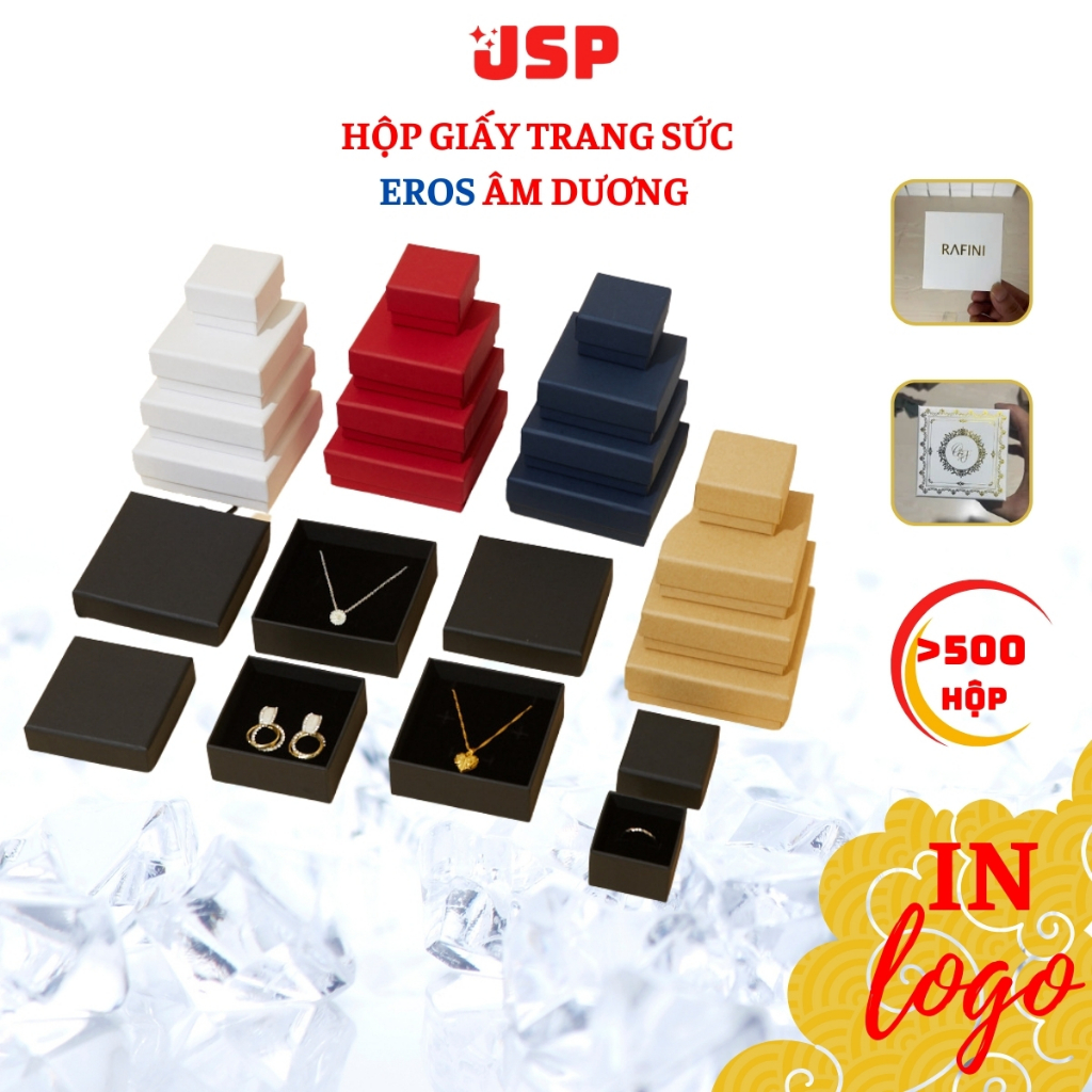 EROS Yin Yang JSP กล่องใส่เครื่องประดับกระดาษพร้อมโลโก้พิมพ์จากกล่องสร้อยคอ 500 กล่องแหวน สร้อยข้อมื