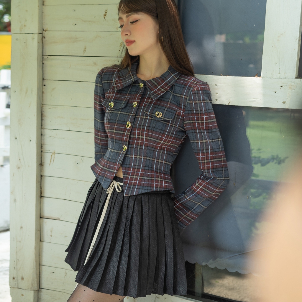 DARLING.ISM - เสื้อแจ็คเก็ตผ้าใบกํามะหยี่ลายทาง Quinne