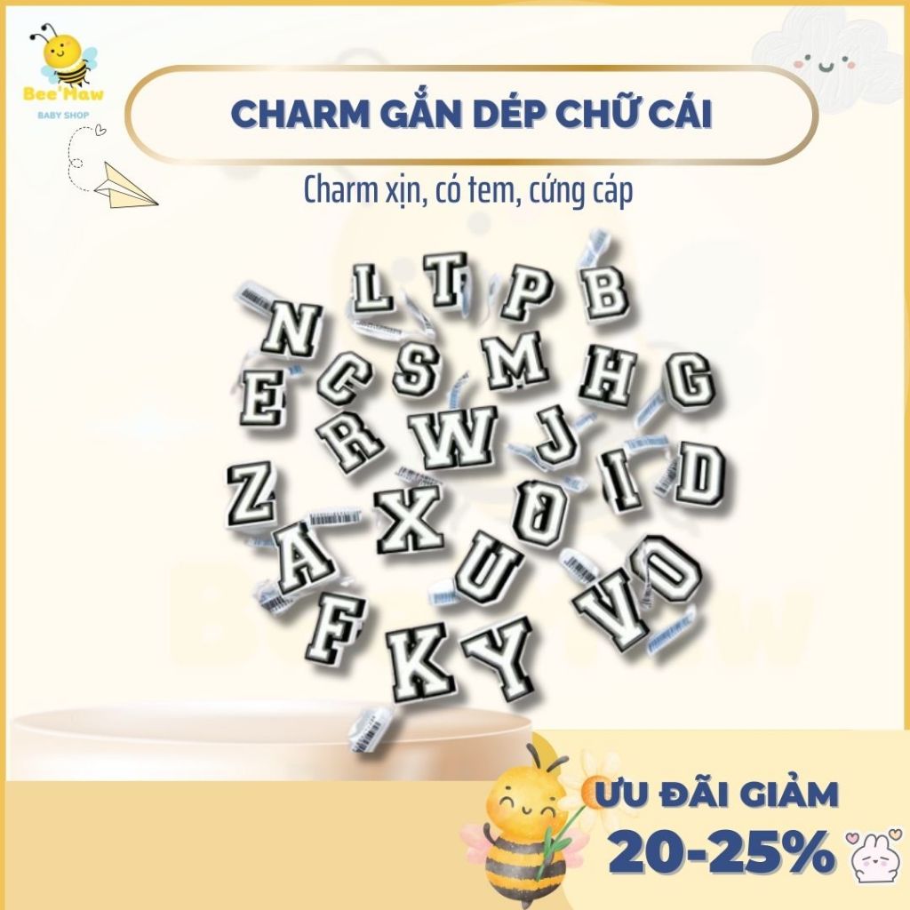 [Letter CHARM] เสน่ห์ตัวอักษร Jibbitz ของแท้ติดรองเท้าแตะสติ๊กเกอร์ Cross ติดรองเท้าแตะ