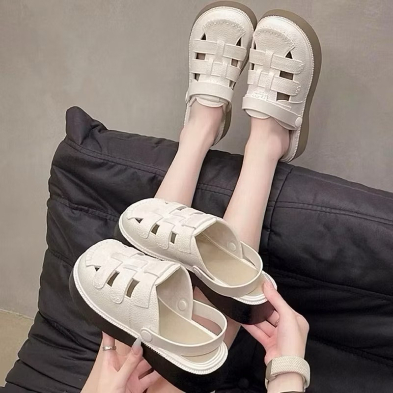 SANDAL SANDAL SANDAL มีหัวแบนทอตะกร้ายางกันน้ํา - HAIANH SHOES