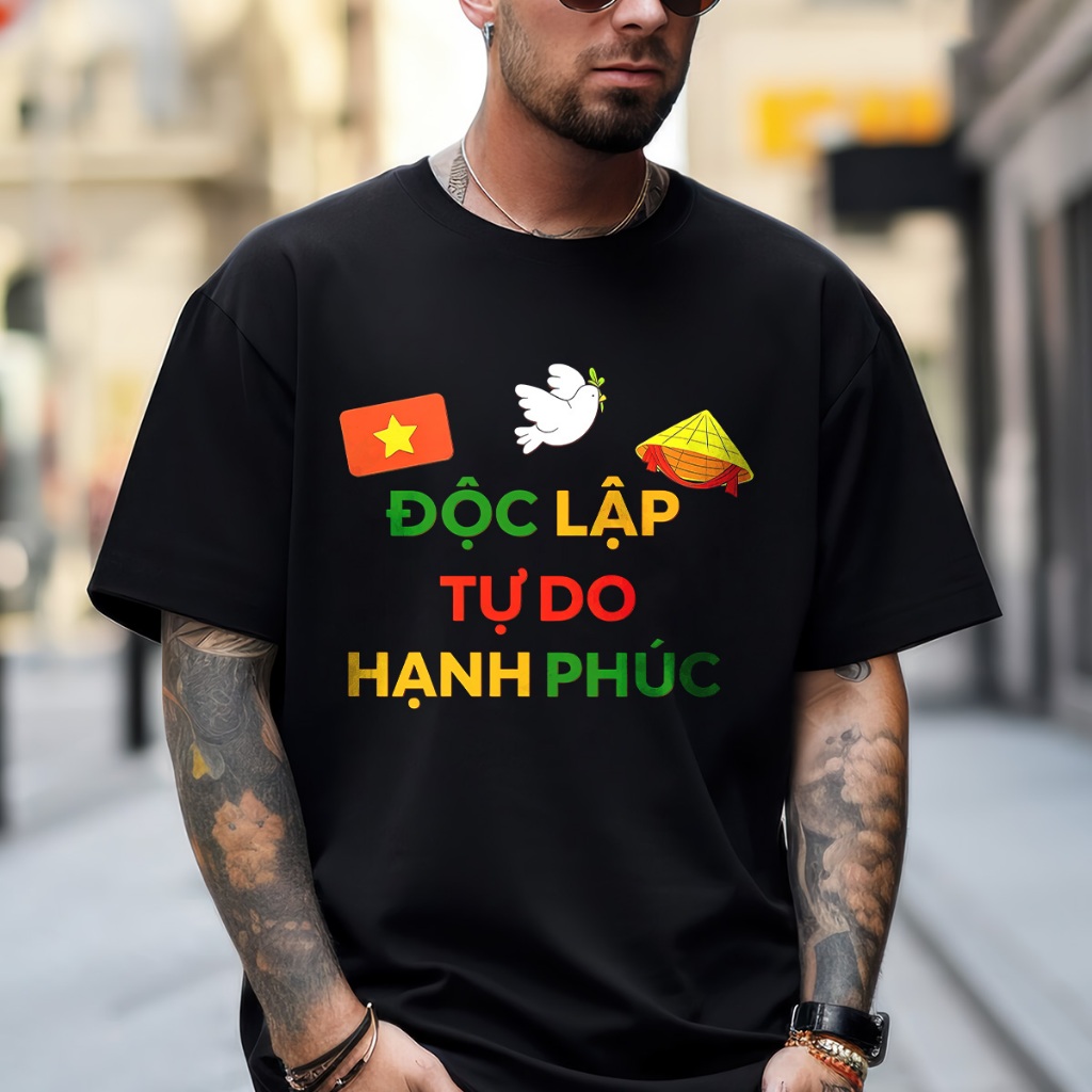 เสื้อยืดเวียดนาม Freedom Warm No Happiness I love Vietnam Local Brand Unisex 584