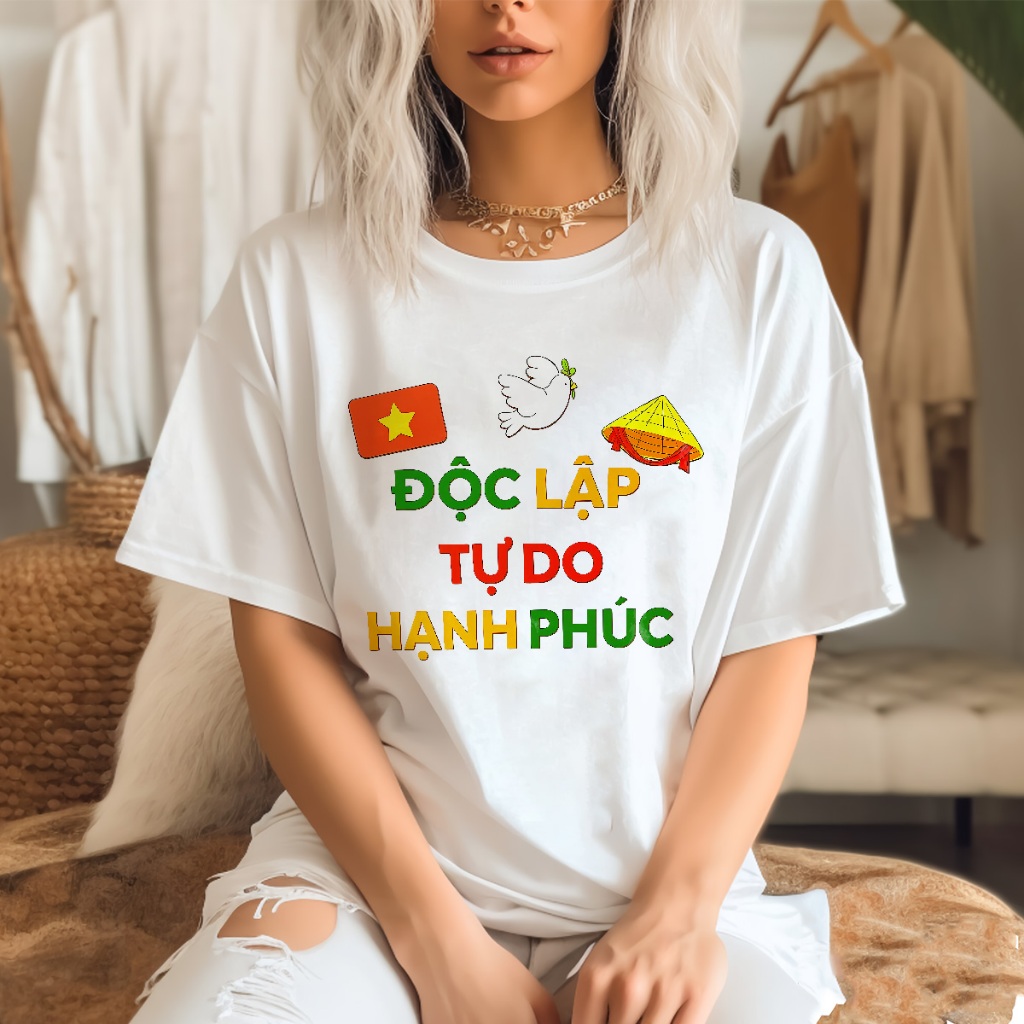 เสื้อยืดเวียดนาม Freedom Warm No Happiness I love Vietnam Local Brand Oversize 584