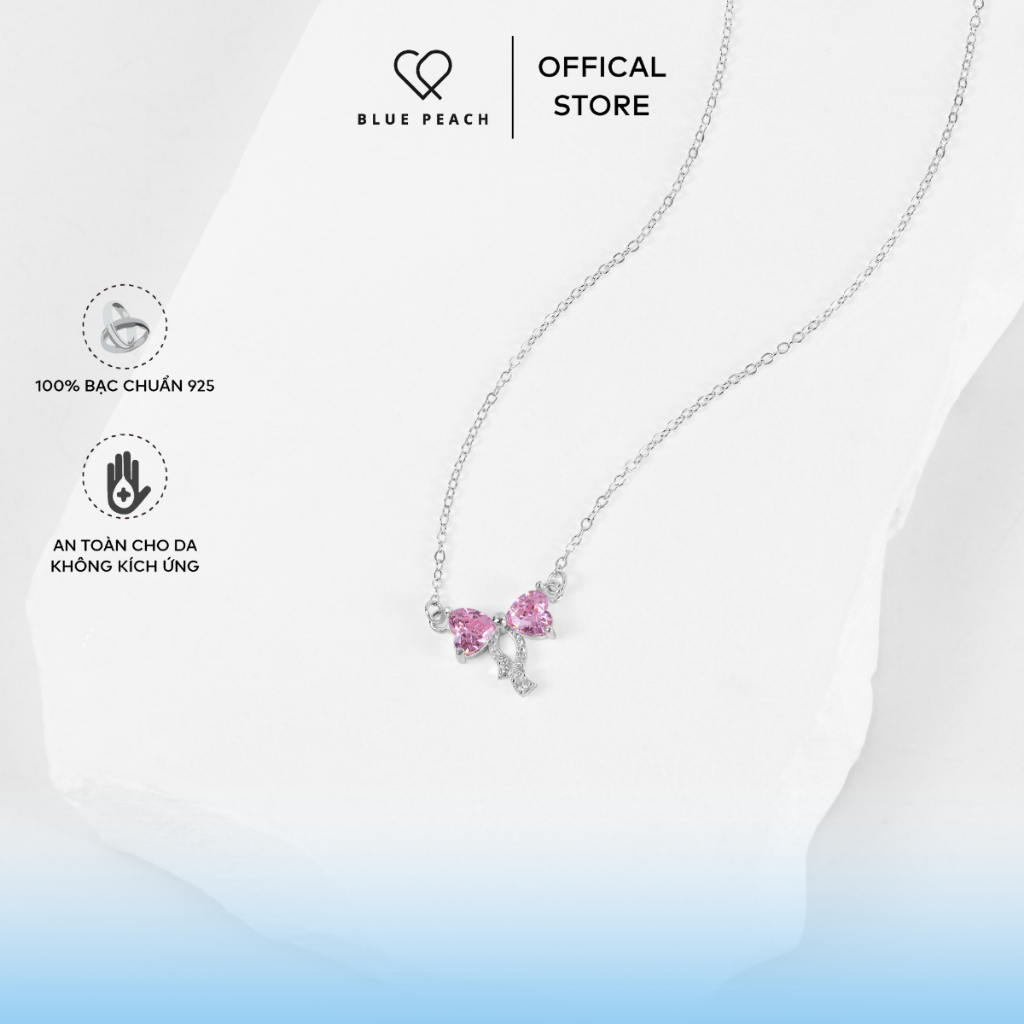 สร้อยคอเงิน 925 Blue Peach DC Pink - โบว์สีขาว VN V4 Size S DC994