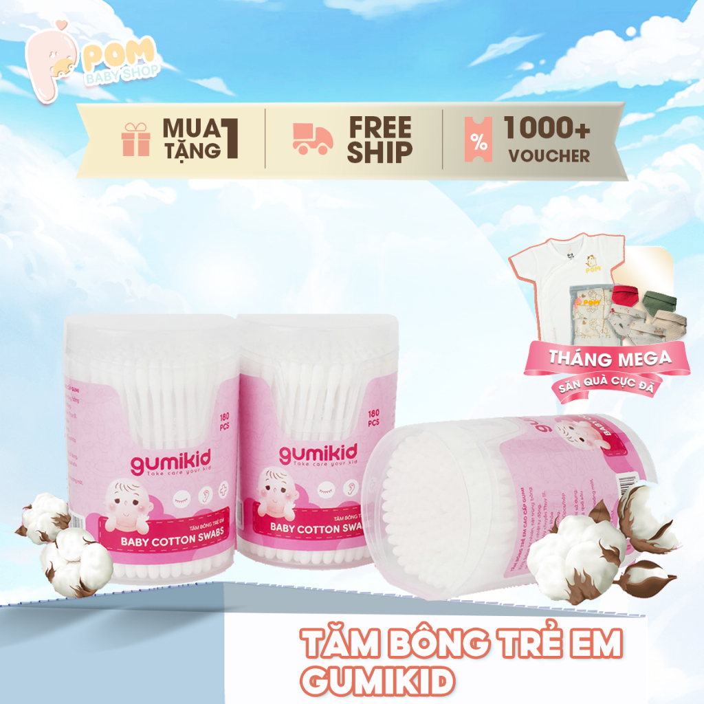 Gumi 180 ชิ้น สําลีผ้าฝ้ายธรรมชาติสําหรับทารกแรกเกิดและเด็ก สําลีธรรมชาตินุ่ม