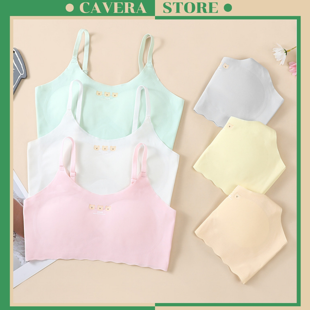 Combo เสื้อ 3 ใบสําหรับเด็ก Puberty บางและง่ายต่อการถอดออก Pre-Foaming Student Bras CAVERA B.7122