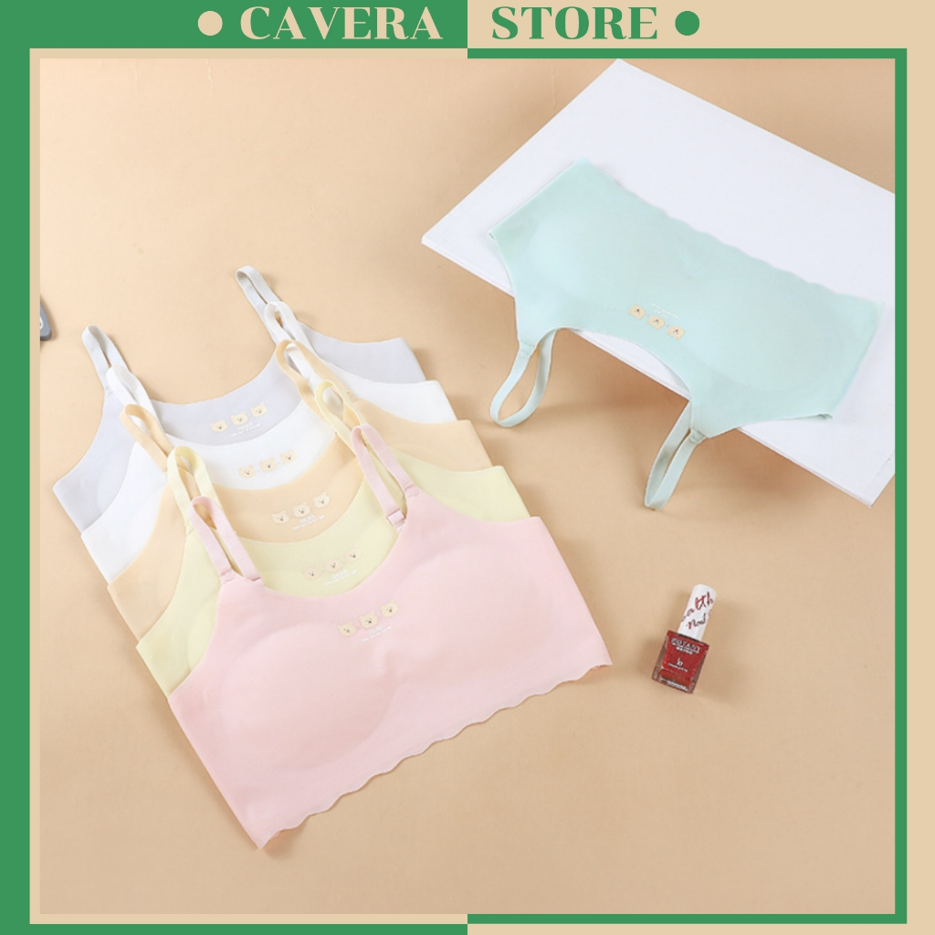 Combo เสื้อ 2 ใบสําหรับเด็ก Puberty บางและง่ายต่อการถอดออก Pre-Foaming Student Bra CAVERA B.7122