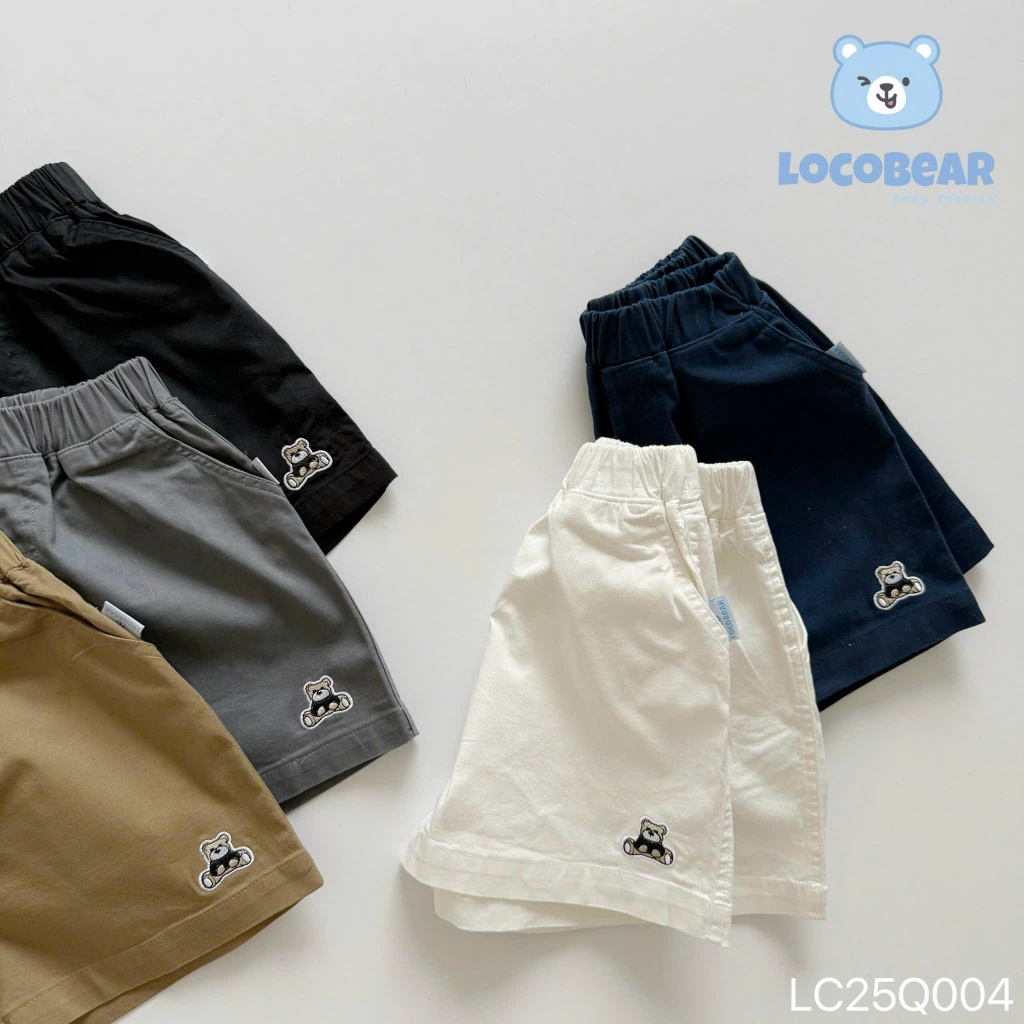 KAKI SHORTS WITH MULTI-COLOR BEAR EMBROIDERED FOR BOYS 1-5Y | Bigbaby Q2