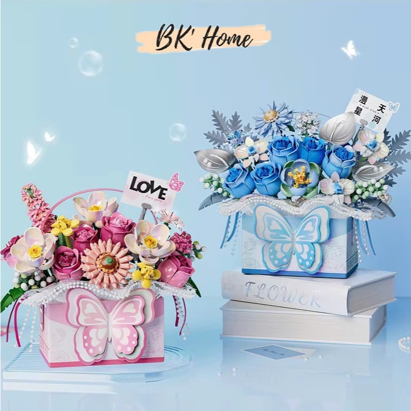 LOZ mini LOZ บล็อกตัวต่อประกอบของเล่นตะกร้าดอกไม้รุ่นของขวัญ 1967 และ 1968