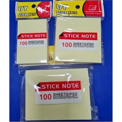UY I Sticky Notes UY Sticky Notes ขนาด 3x2 / 3x3 / 3x4/3x5 ราคาถูกและสวยงาม 100 แผ่น/เล่ม