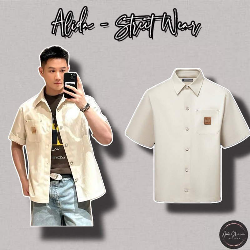 ️[คุณภาพสูง] 1-\/ Lamond Ready To Wear Denim Shirt - Leather ปักโลโก้ Highlight Unique Color Mix Str