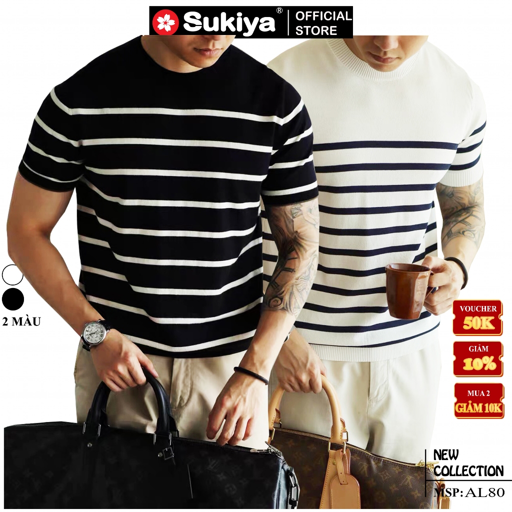 BASIC SUKIYA เสื้อสเวตเตอร์ผ้าถักคอกลมผู้ชายทําจากผ้าฝ้ายเนื้อนุ่ม เย็นสบาย คุณภาพสูง AL80