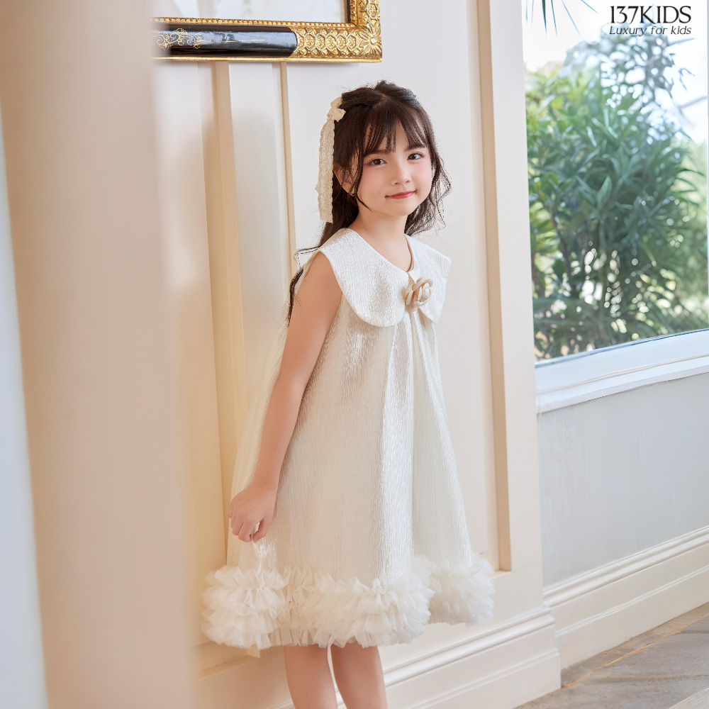 [Ma Petite Princesse Collection] ชุดเจ้าหญิงเด็กผู้หญิง ออกแบบโดย 137KIDS พร้อมดอกไม้ที่คอ รูปทรงฟู 