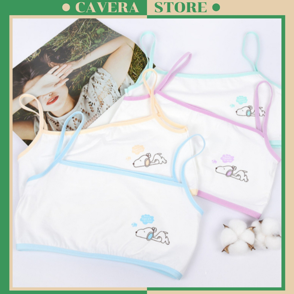 Combo 3 เสื้อชั้นในสําหรับเด็กผู้หญิง ผ้าฝ้ายคุณภาพสูง บรานักเรียนนุ่มและยืด CAVERA A.154