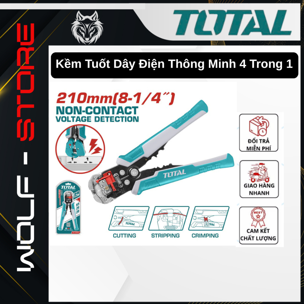 TOTAL THT เครื่องปอกสายไฟอัตโนมัติอัจฉริยะ152429 – มัลติฟังก์ชั่น 4-ใน-1 พร้อมการตรวจจับแรงดันไฟฟ้า