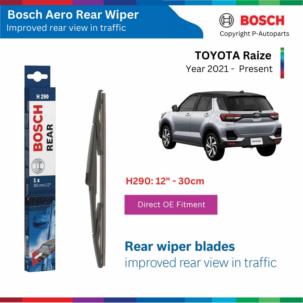 BOSCH Aero Rear H290 12 ที่ปัดน้ําฝนหลัง" สําหรับ TOYOTA Raize 2021 ปัจจุบัน
