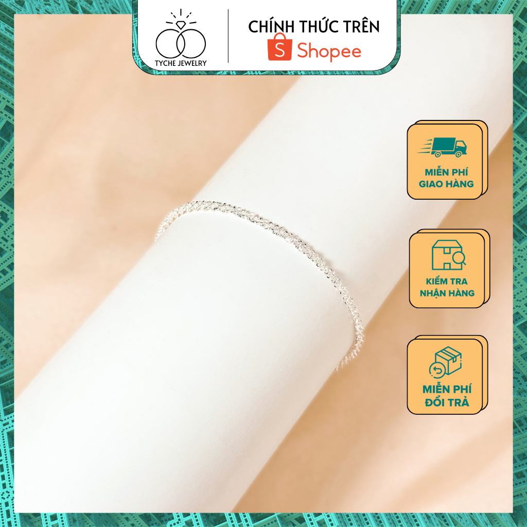 สร้อยข้อมือเงินผู้หญิง Tyche Blink พร้อมสายระบายเพื่อจับแสงประกาย Tyche Jewelry